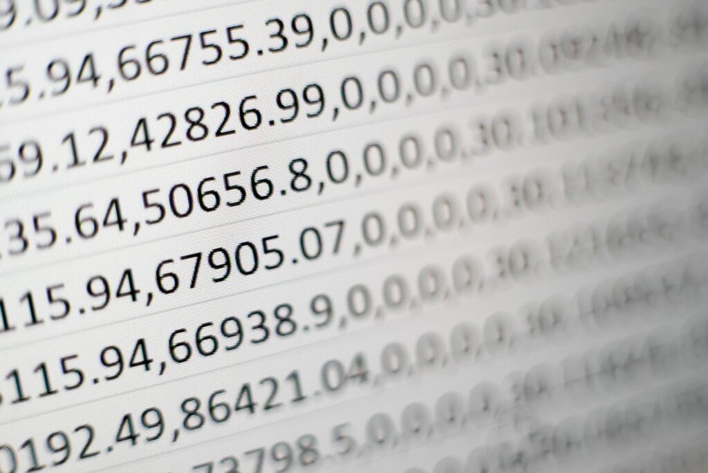numbers printed on a paper